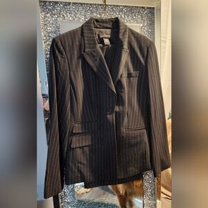 Moda International Black Pinstripe Suit